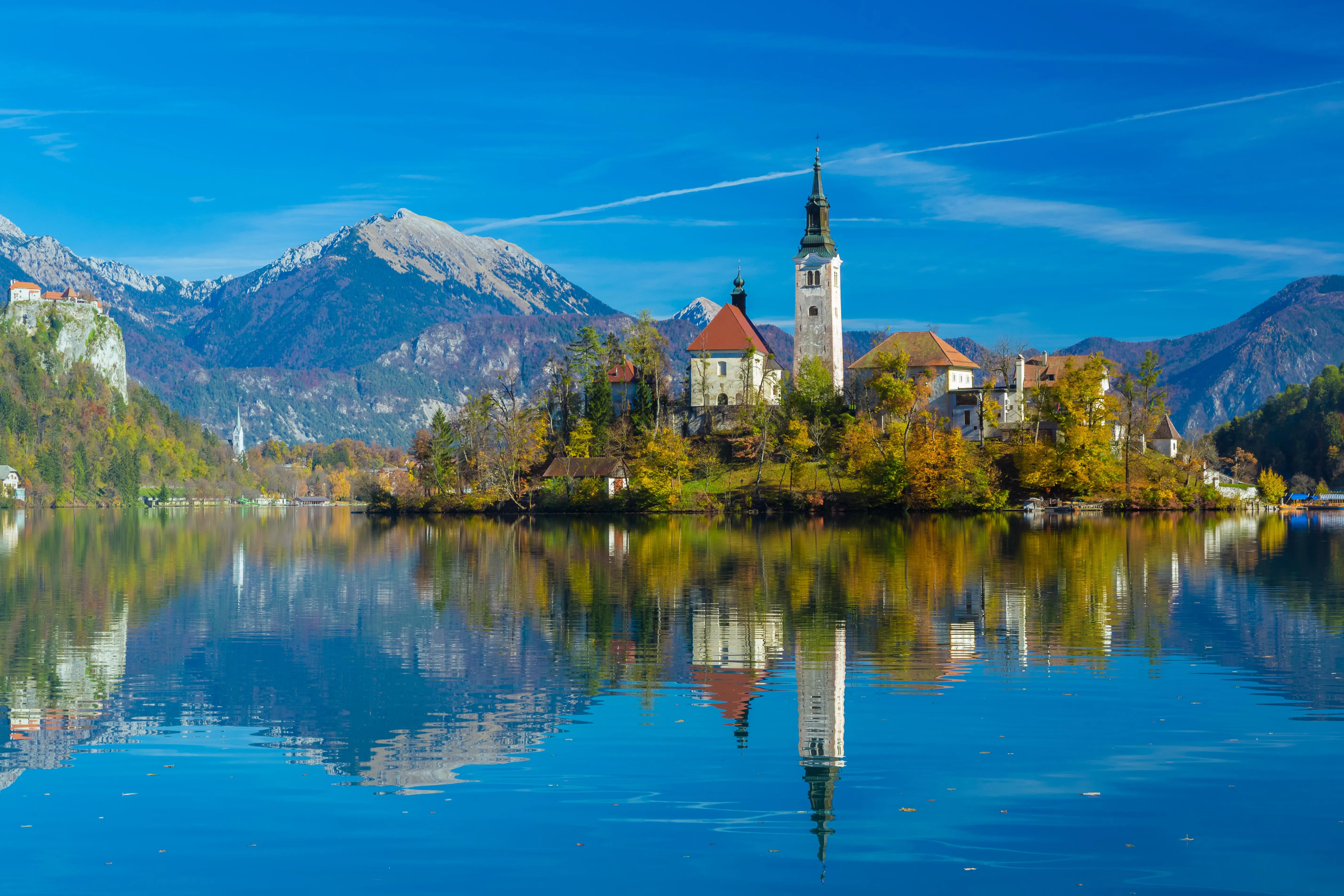 Church on a small island in Lake Bled, Slovenia.