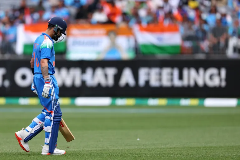 Virat Kohli reacts.