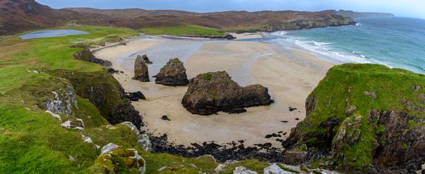 A view of the beach and sea