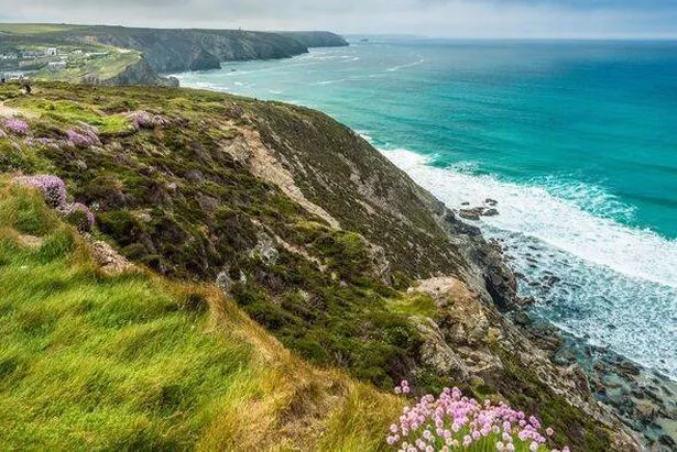 Stunning coastal scenery between Porthtowan Beach and Chapel Porth on the St Agnes Heritage coast in Cornwall, England, UK.