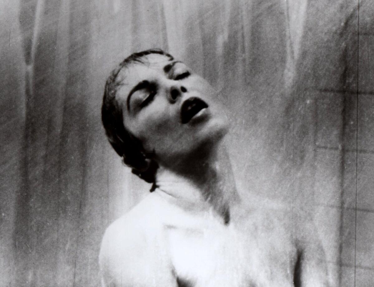 Actor Janet Leight taking a shower in the movie "Psycho."