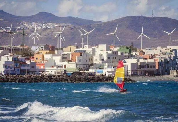 Windsurfer sailing at Pozo Izquierdo