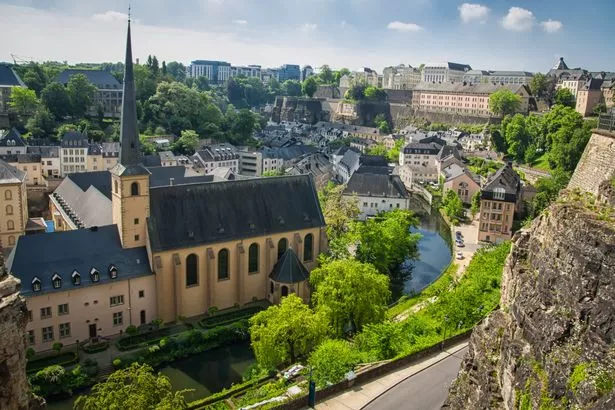 Panorama of historic part of medieval city of Luxembourg