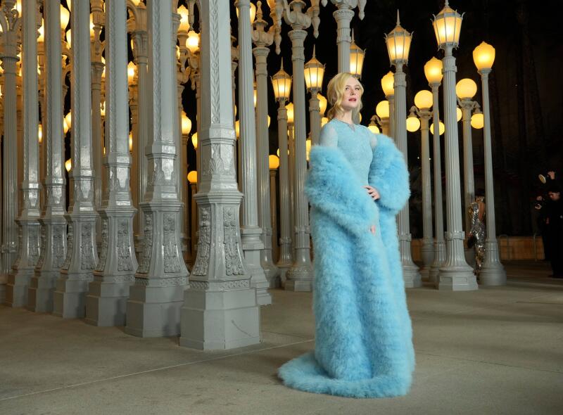 Elle Fanning arrives at the LACMA Art + Film Gala on Saturday.