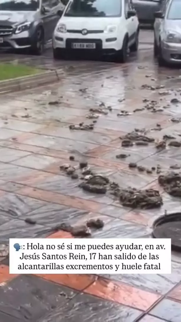 Streets in Fuengirola, Spain, overwhelmed by sewage after severe rainfall.