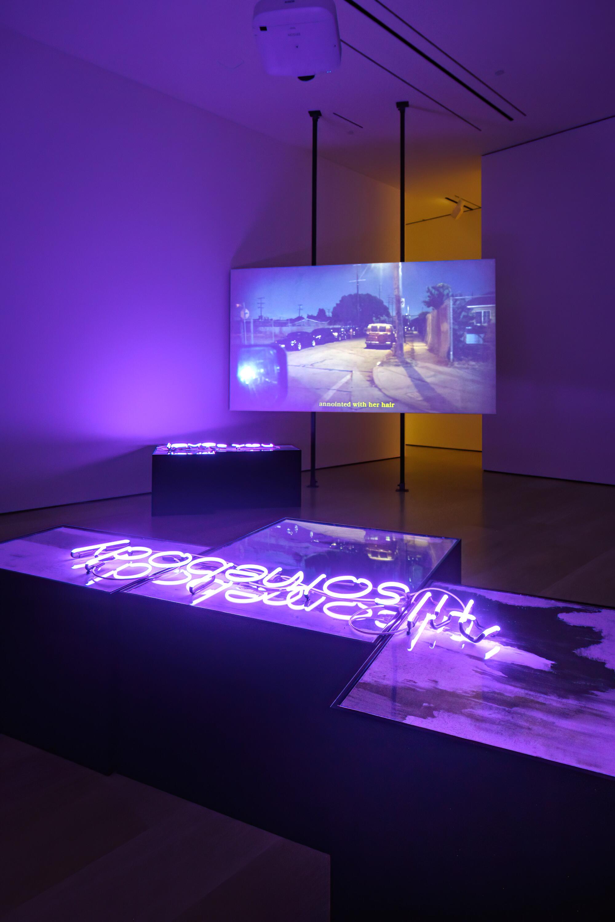 Freddy Villalobos' "waiting for the stone to speak, for I know nothing of aventure," is on display.