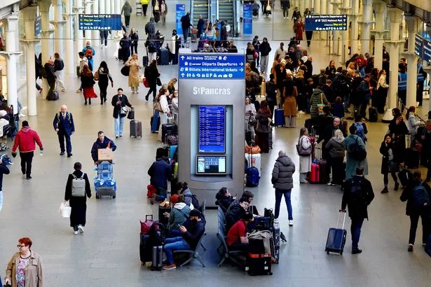 A general view of passengers at St Pancras International station in London