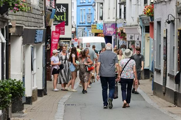 Summer season in the town of Looe in Cornwall.