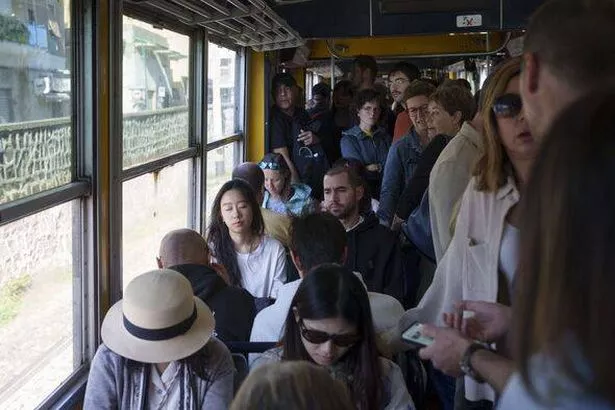 Train packed with passengers 